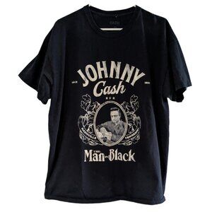 Johnny Cash Men's T-Shirt Black, 100% Cotton XL, Crew Neck, The Man in Black